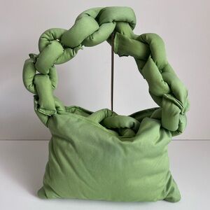 Green puffy link Handle Women's Bag